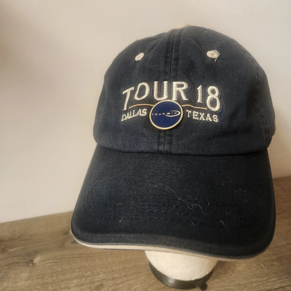 Tour 18 Golf Course Dallas Texas Strapback Blue Baseball Cap Hat W/ Ball Marker